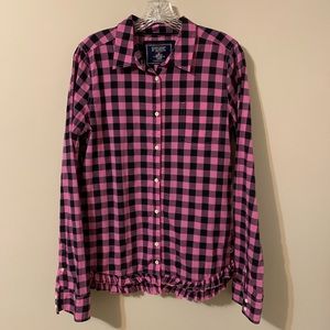 Victoria’s Secret Ruffle Plaid Top size  Large